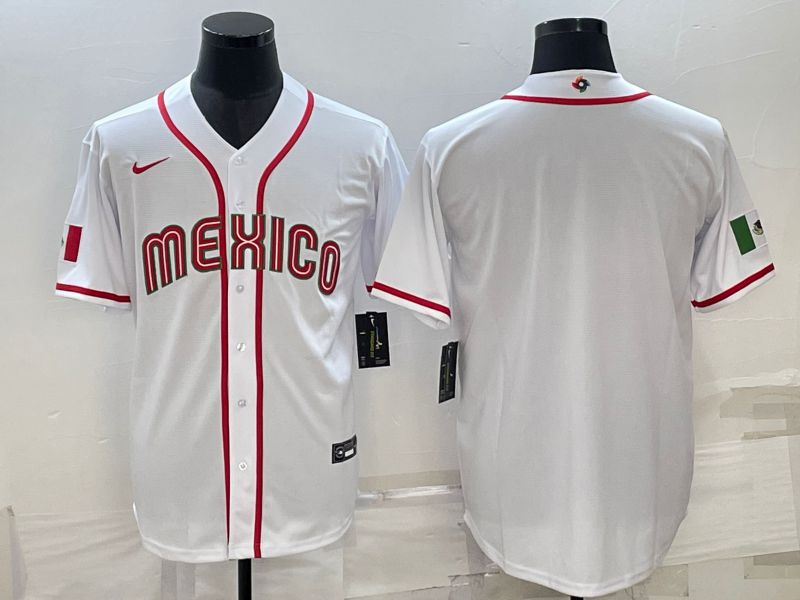 Men 2023 World Cub Mexico Blank White Nike MLB Jersey3